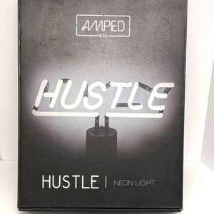 Amped & Co Hustle Real Neon Sign Handcrafted Novelty Light, Large 11.8x7.9 White